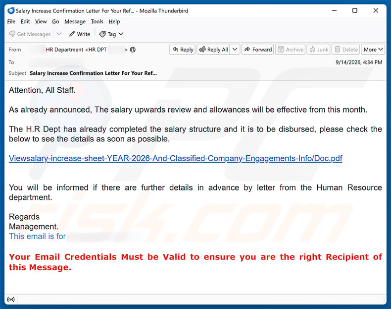 Salary Increase Email Scam (2026-09-16)