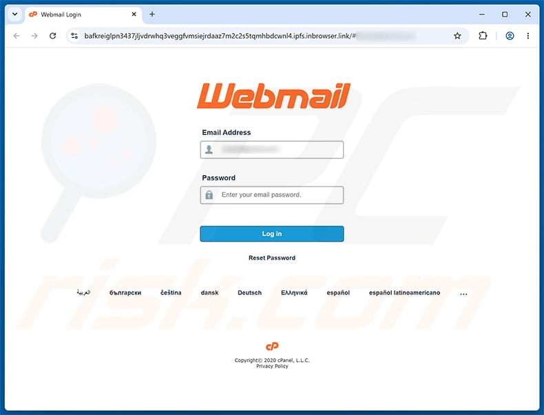 Server POP3 Error Notification phishing page