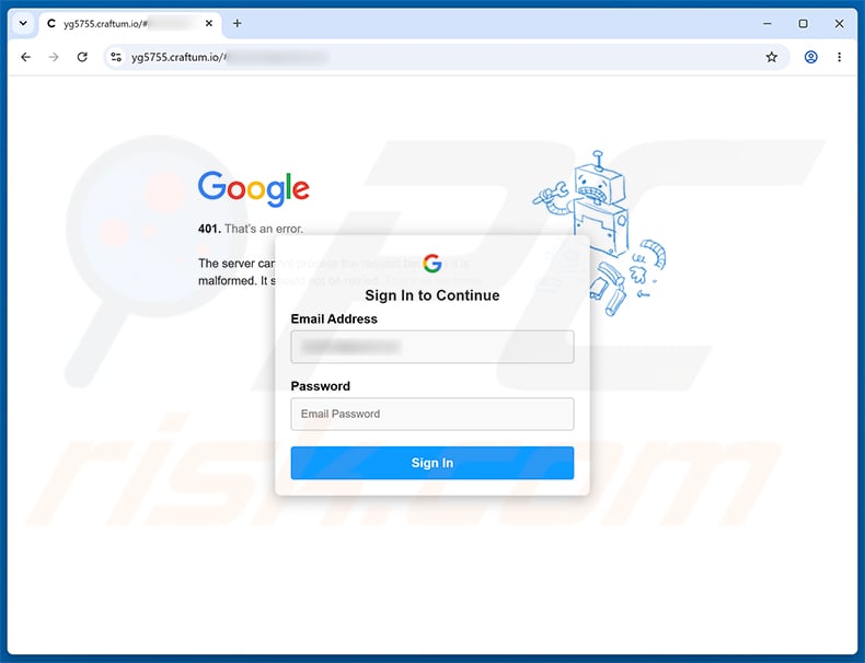 Shared Revised Proposal Email Scam phishing page