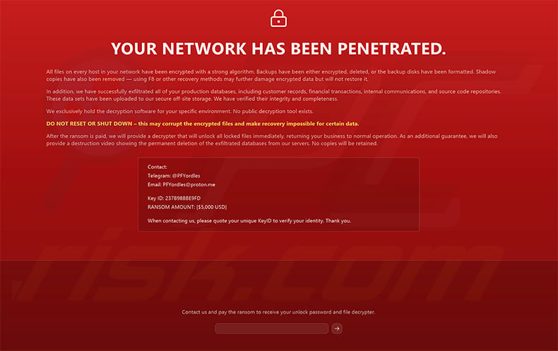 Sword ransomware full-screen lock