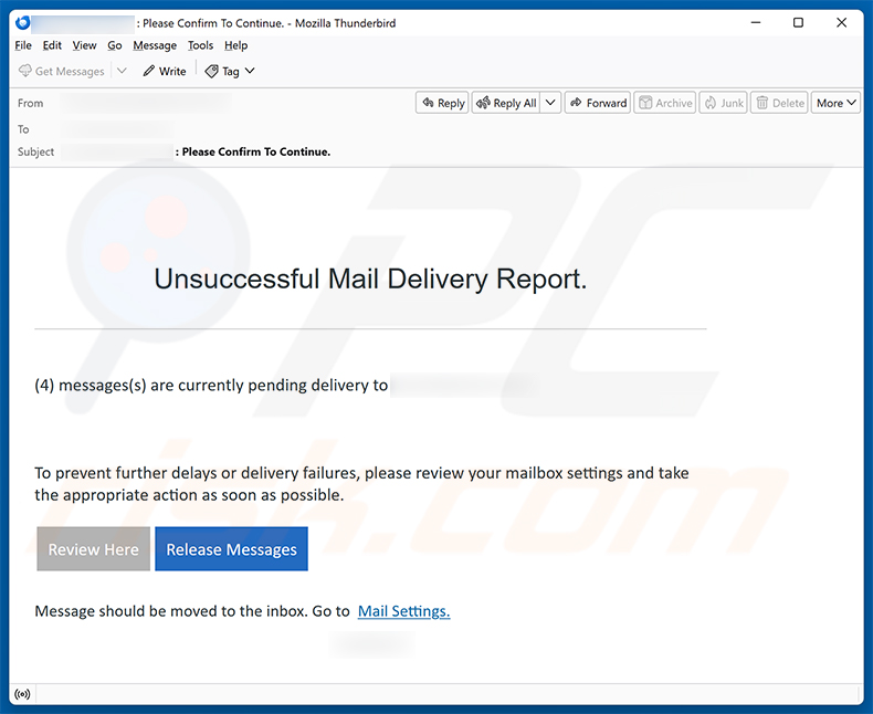 Unsuccessful Mail Delivery Report email scam (2026-09-08)