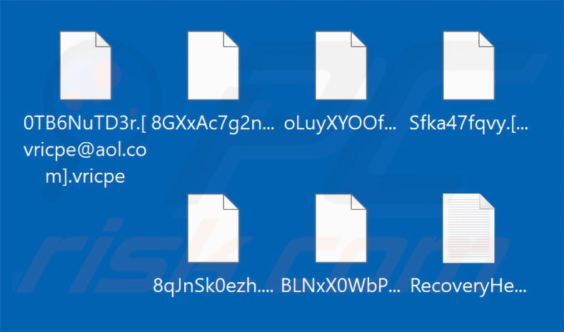 Files encrypted by Vricpe ransomware (.vricpe extension)