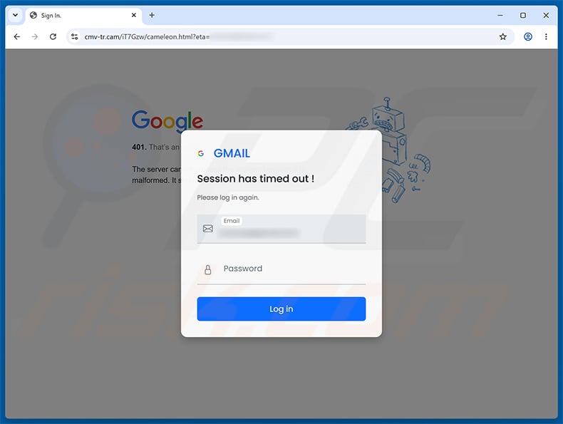 Webmail Security Confirmation Pending phishing page