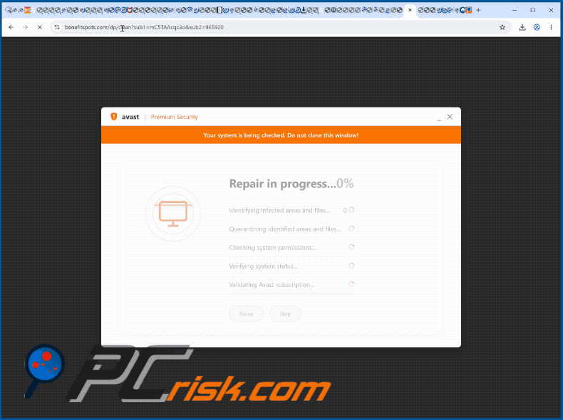 Your Avast Protection Expired scam appearance (GIF)