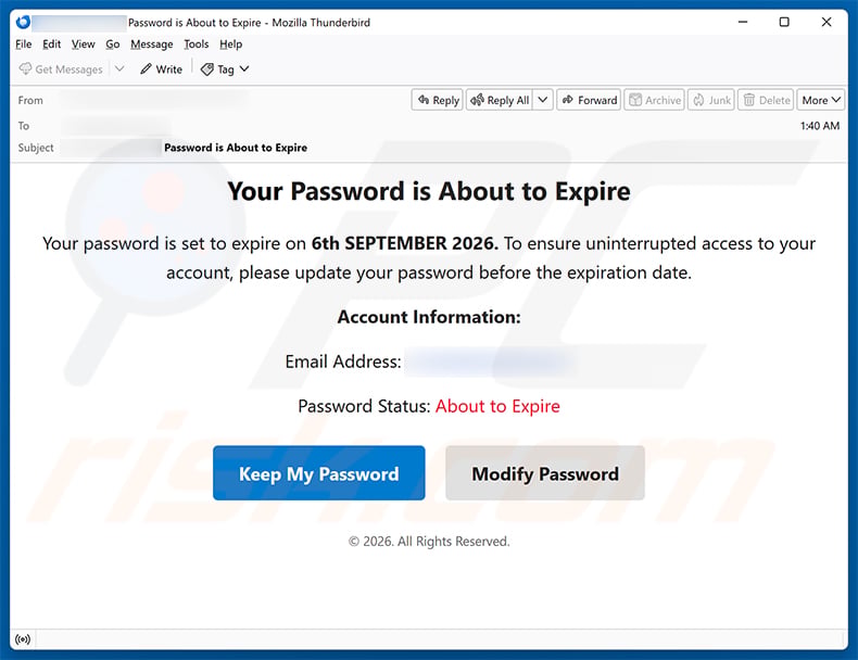 Your Password Is About To Expire email scam (2026-09-03)