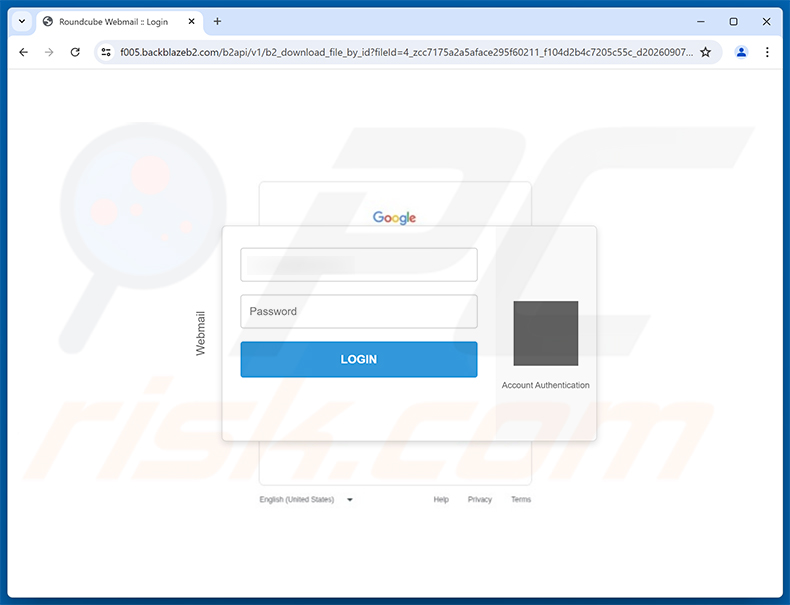 Phishing site promoted via Access From A New Device To Your Mailbox Email Scam (2026-10-06)