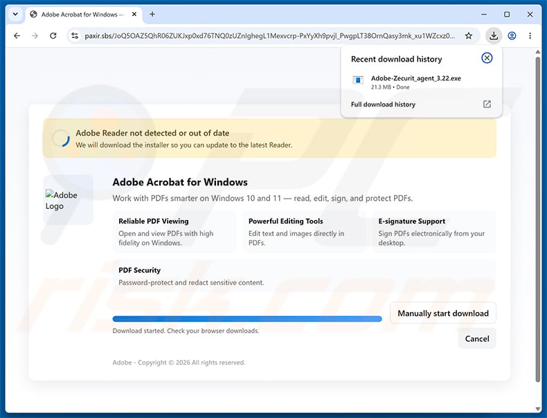 Malicious website promoted through Attached Payment Receipt spam campaign