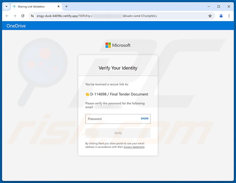 Audited Financial Statements Shared On OneDrive Email Scam phishing page