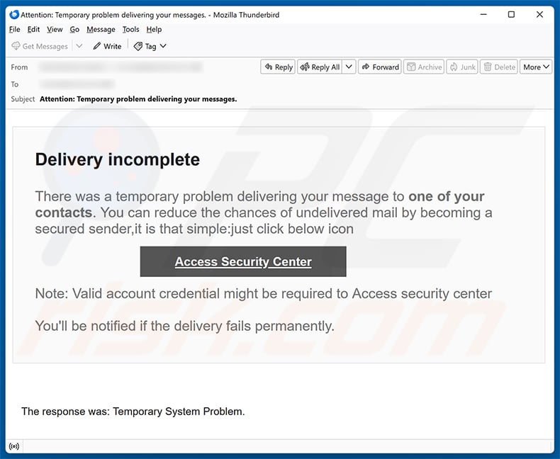 Become Secured Sender email spam campaign