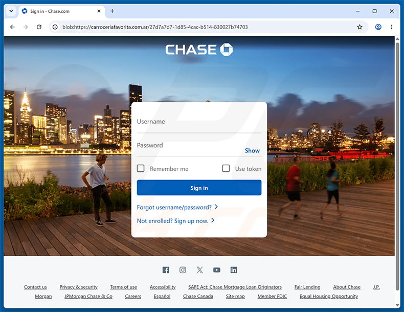 Chase - Disputed Payment Alert phishing page