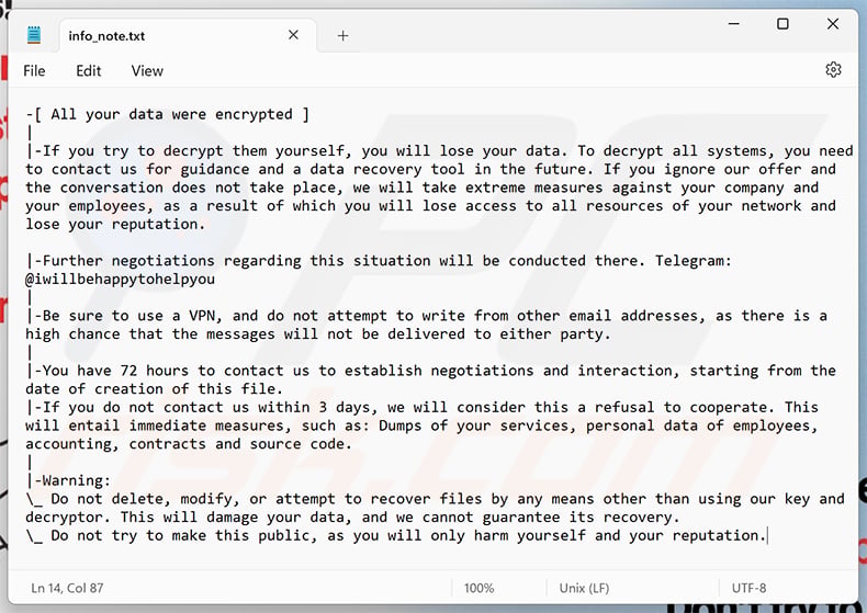 Citrus ransomware ransom note (info_note.txt)