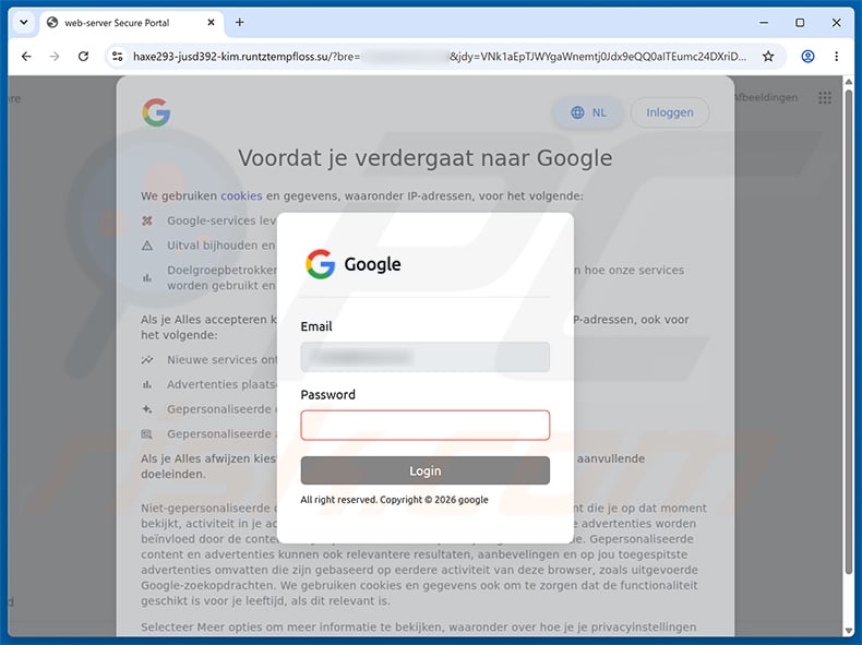cPanel Needs More Disk Space phishing page