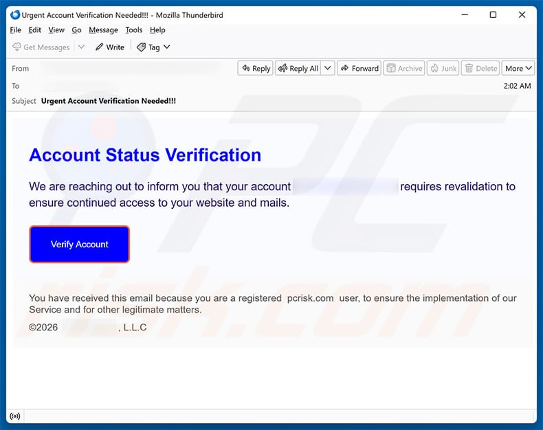 Email Account Requires Re-Verification scam (2026-10-15)