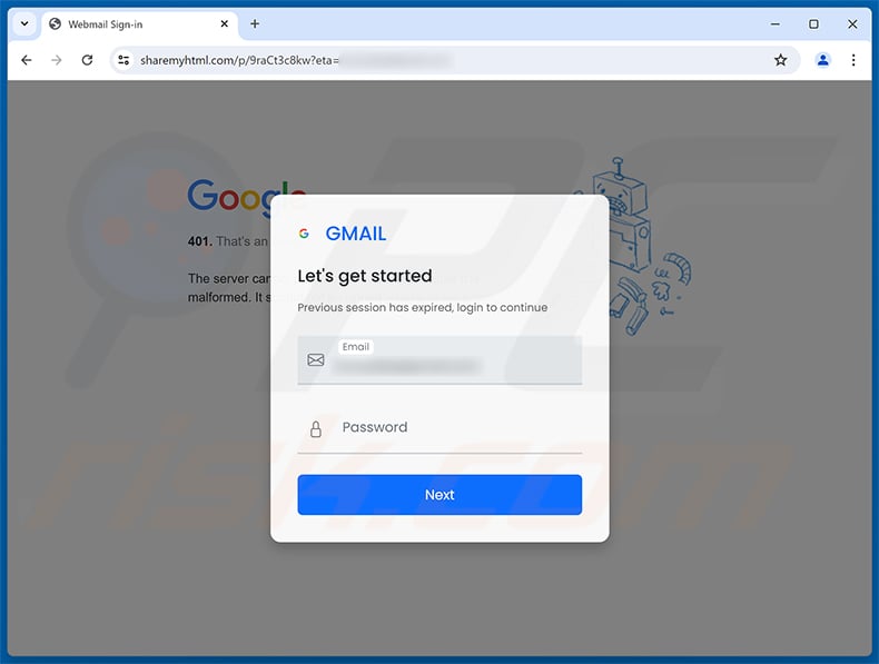 Email Contact Detail Confirmation Scam phishing page