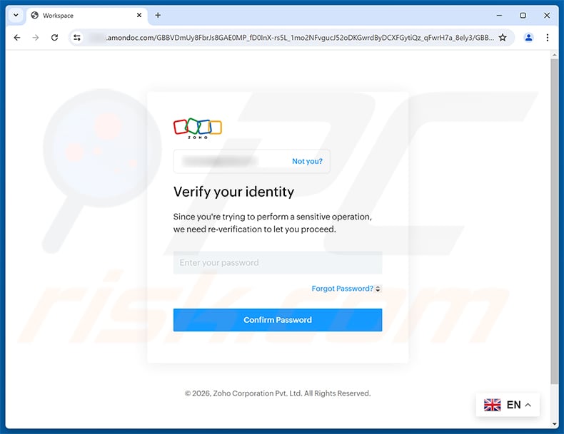 Encrypted Message From Human Resource Email Scam phishing page