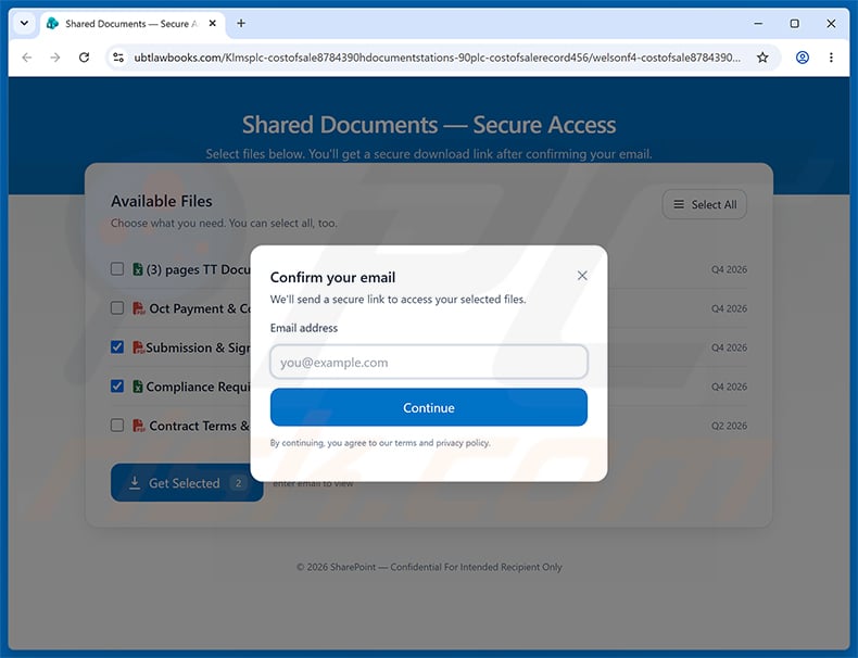 File To Review & Sign Email Scam phishing page