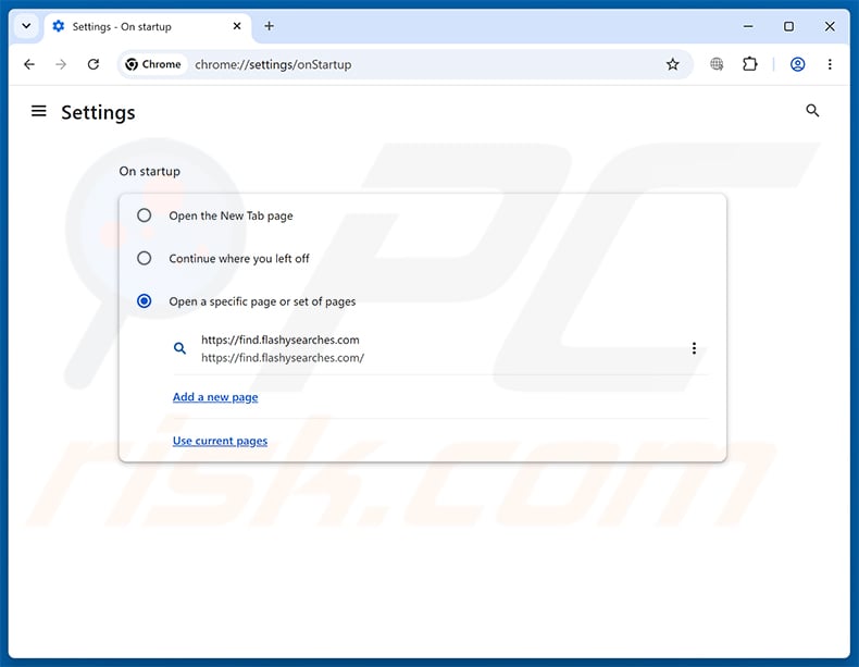 Removing Quick Search (find.flashysearches.com) from Google Chrome homepage
