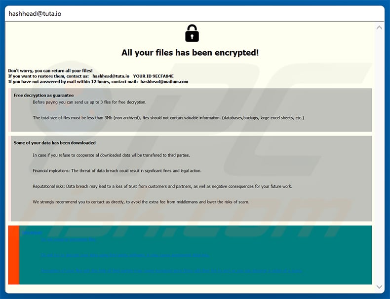 Has ransomware pop-up ransom note