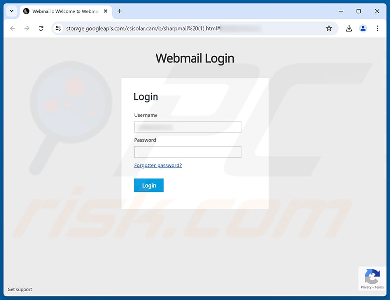 Inbound Message Rejection Report phishing page