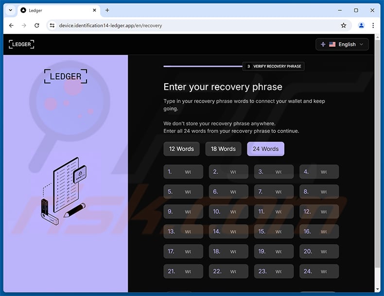 Ledger Device Cannot Complete System Upgrade phishing page
