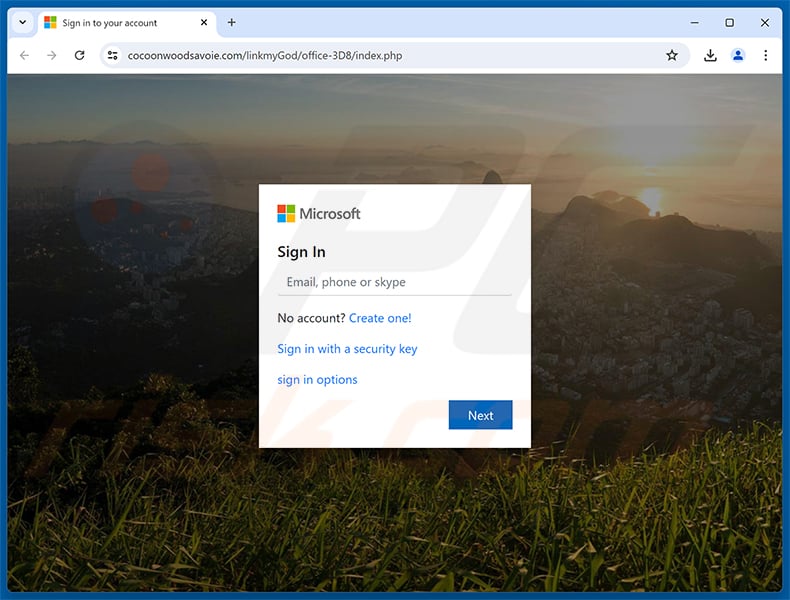 Microsoft Policies Update Email Scam phishing page