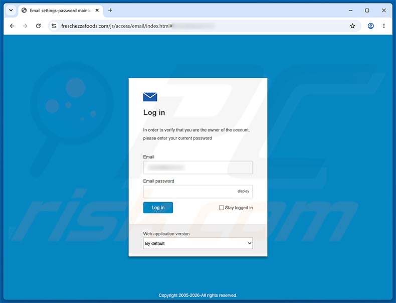 Phishing site promoted via Password Change Request Email Scam (2026-10-09)