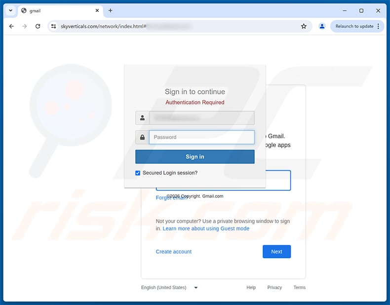 Phishing Attempt Simulation Email Scam phishing page