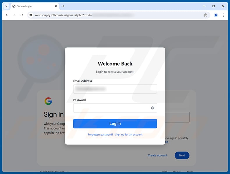 POP3/SMTP Settings Update Email Scam phishing page