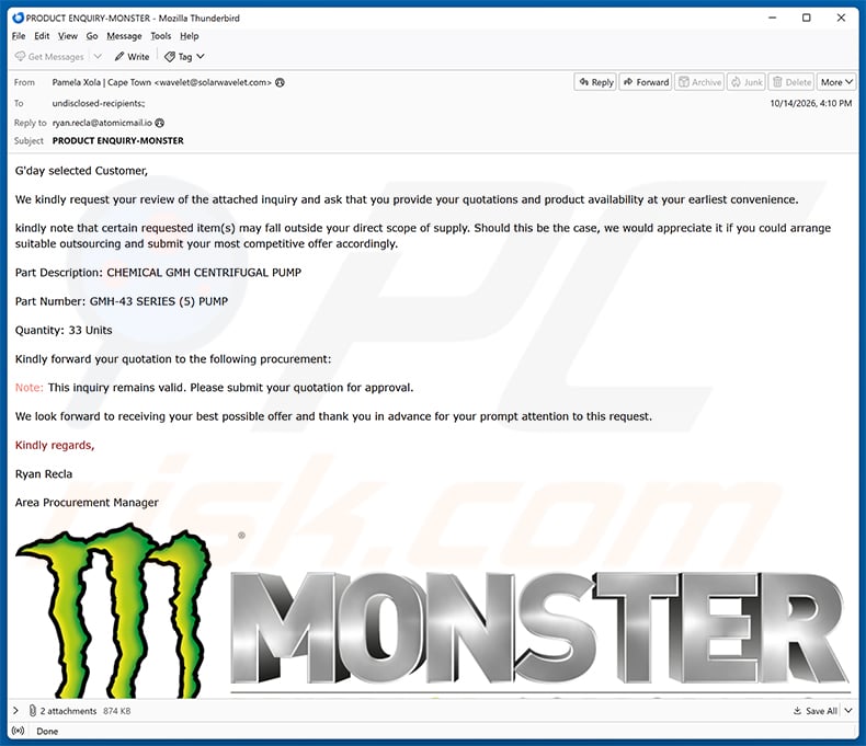 Product Availability Confirmation Email Scam (2026-10-15)