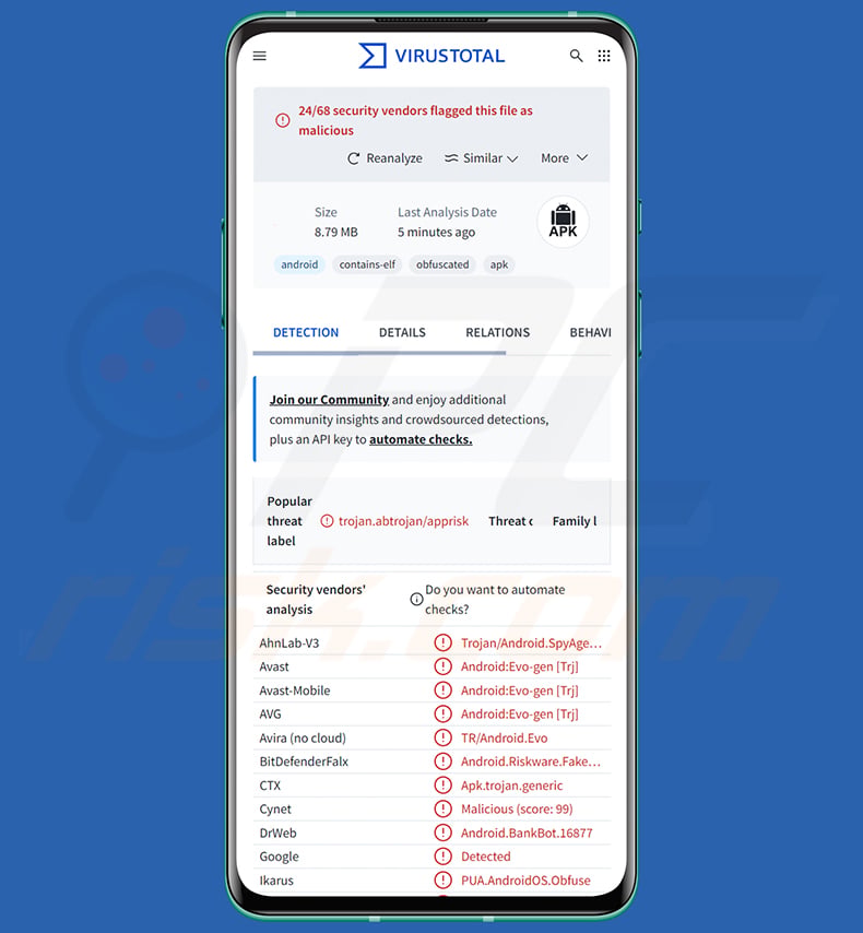 RemControl banking trojan detections on VirusTotal