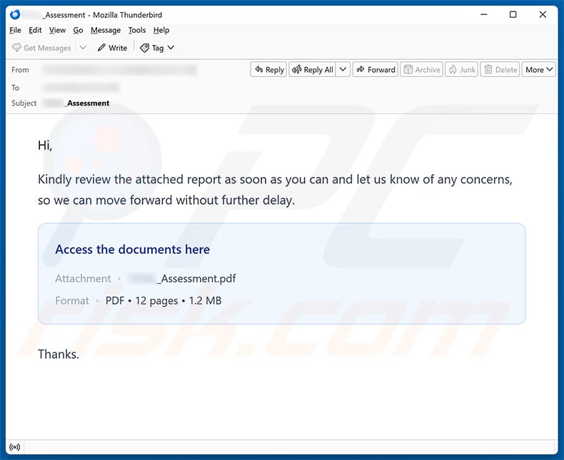 Report Review email spam campaign