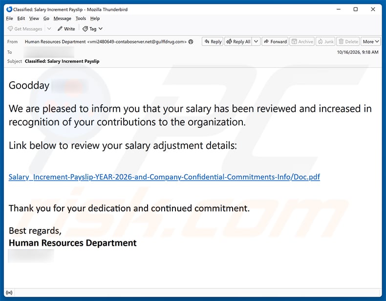Salary Review Email Scam (2026-10-19)