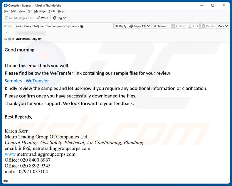 Sample Files For Your Review Email Scam email spam campaign