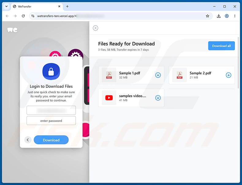 Sample Files For Your Review Email Scam phishing page