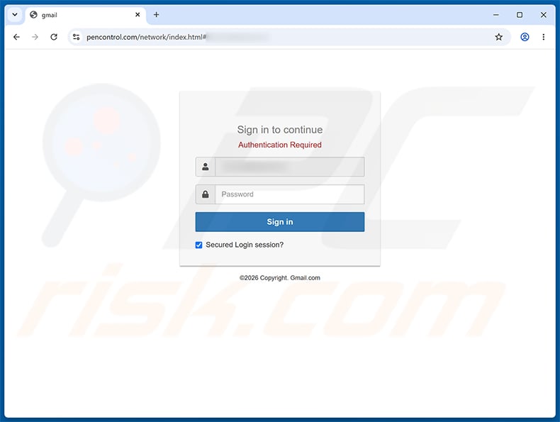 Security-Related Issue Email Scam phishing page