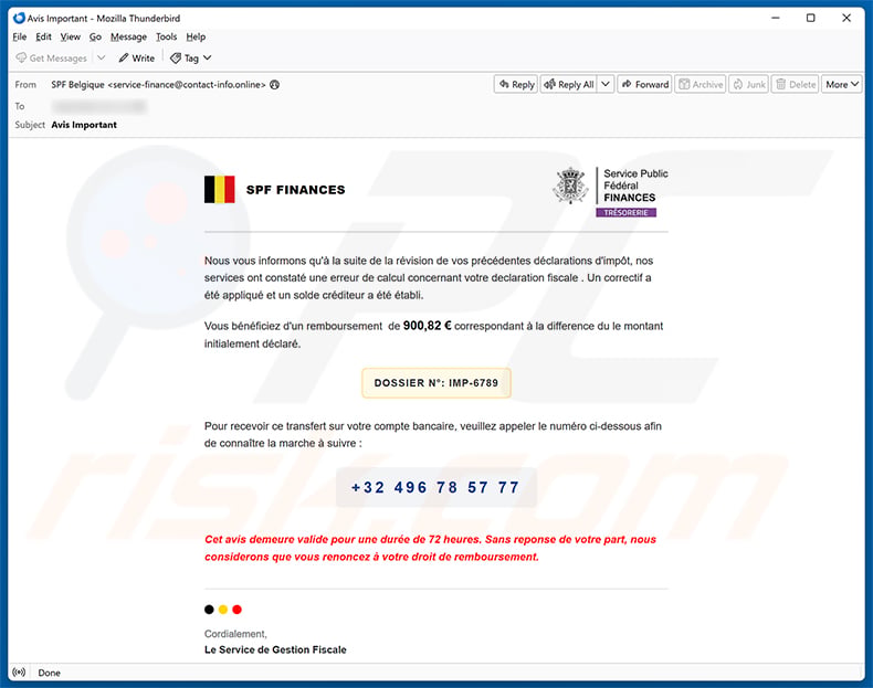 SPF Finances Email Scam email spam campaign