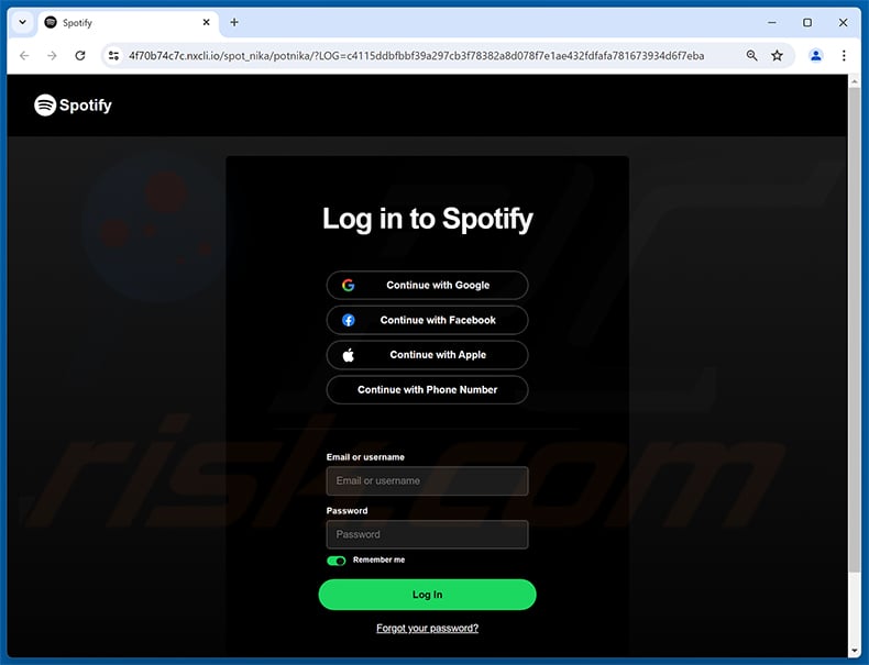 Spotify - Update Payment Details Email Scam phishing page