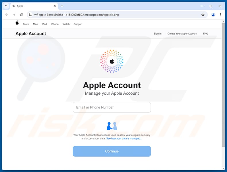 Verify Your Apple ID Account phishing page