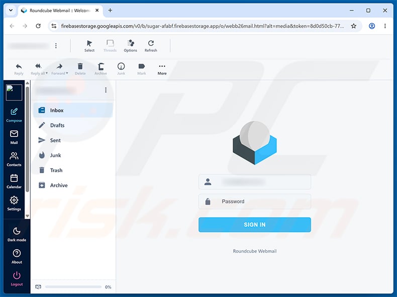 Webmail Redesigned Email Scam phishing page