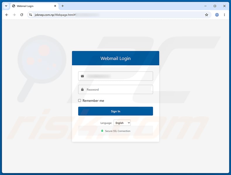Webmail Security Service System Update Email Scam phishing page