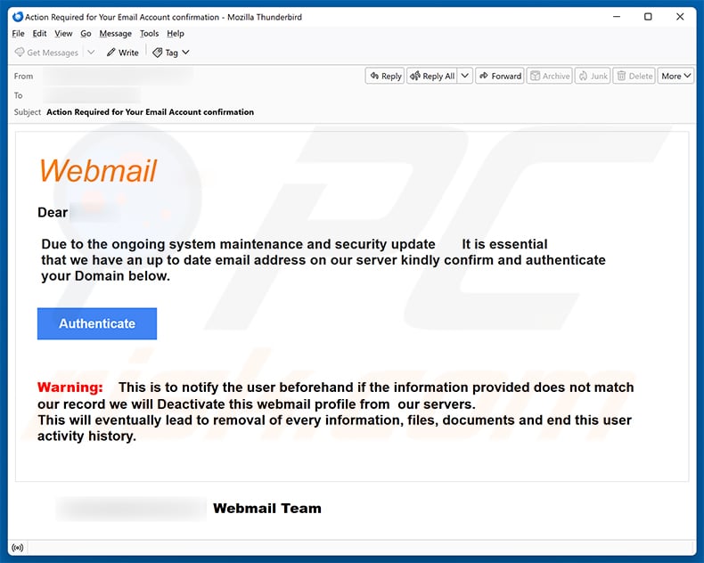 Webmail System Maintenance Email Scam (2026-10-26)