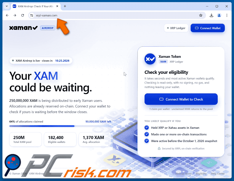 Appearance of Xaman Airdrop Scam (GIF)