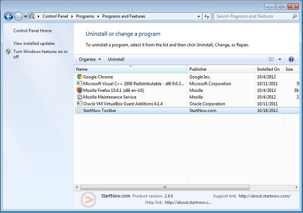 startnow toolbar uninstall