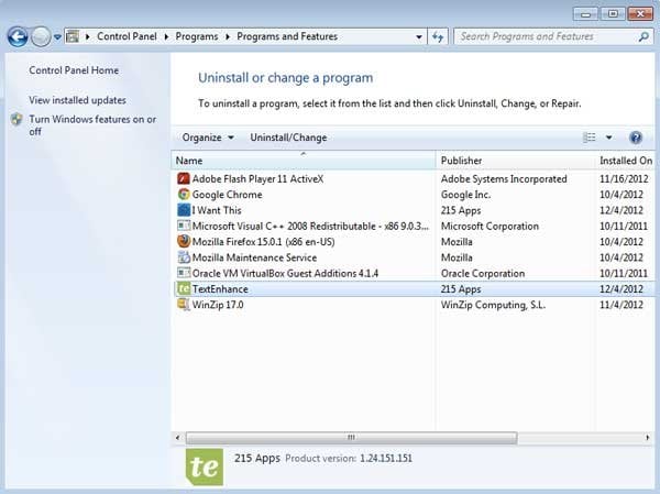 text enhance adware uninstall
