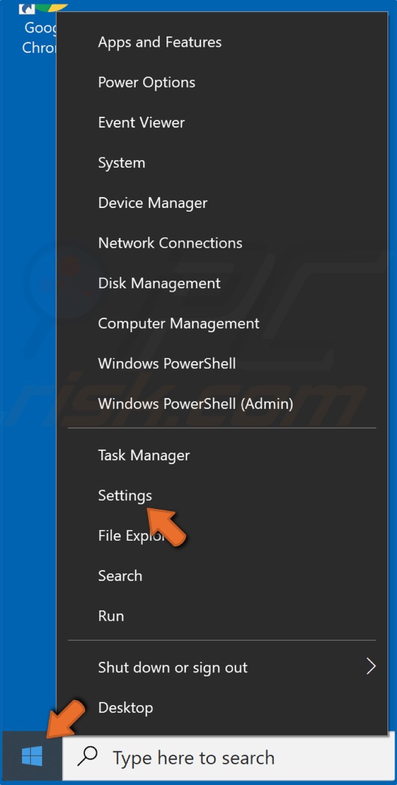 Right-click Start Menu and click Settings