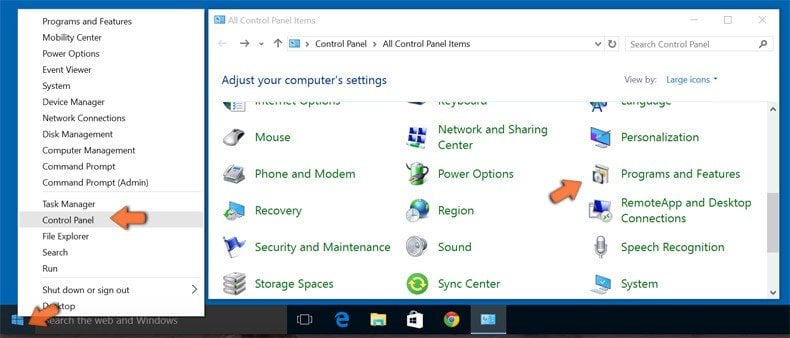 toegang tot Programma ' s en functies (verwijderen) in Windows 8