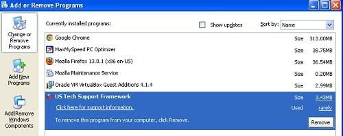 us tech support framework uninstall