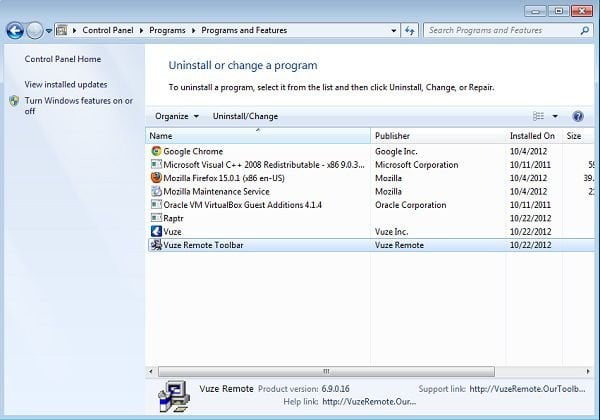 vuze remote toolbar uninstall