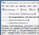 Asian Continental Lottery Email Scam