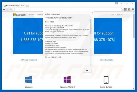 YOUR COMPUTER HAS BEEN BLOCKED Pop-Up Scam